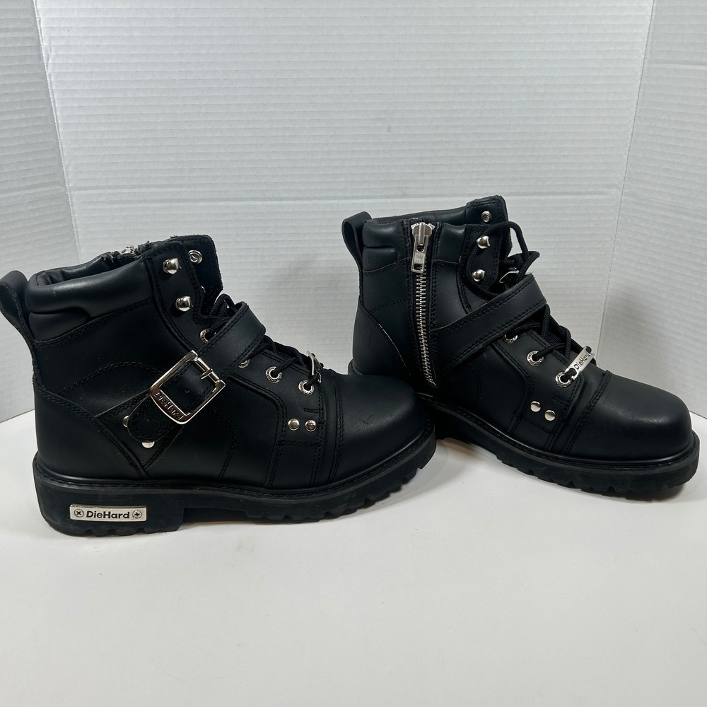 DieHard Killroy Boots Mens 8 Black Leather Motorcycle Biker Utility 20751